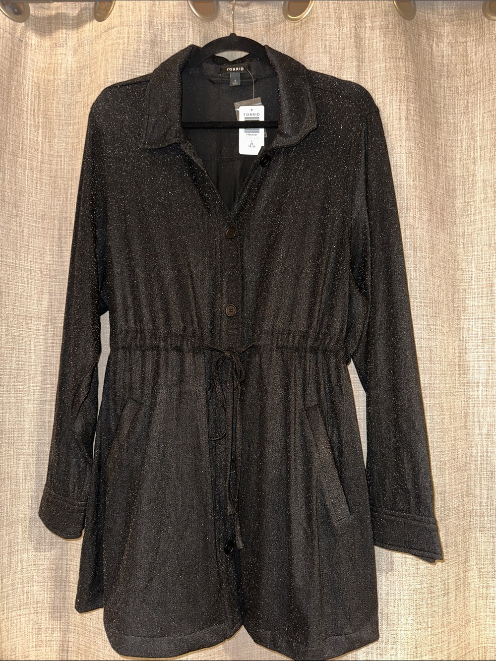 Torrid Black Lurex Drawstring Waist  Anorek Jacket size 2x cruisewear